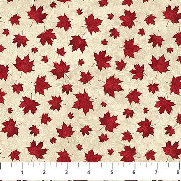 Oh Canada 14 - Stonehenge - Northcott - Leaves Beige Red 29020-12