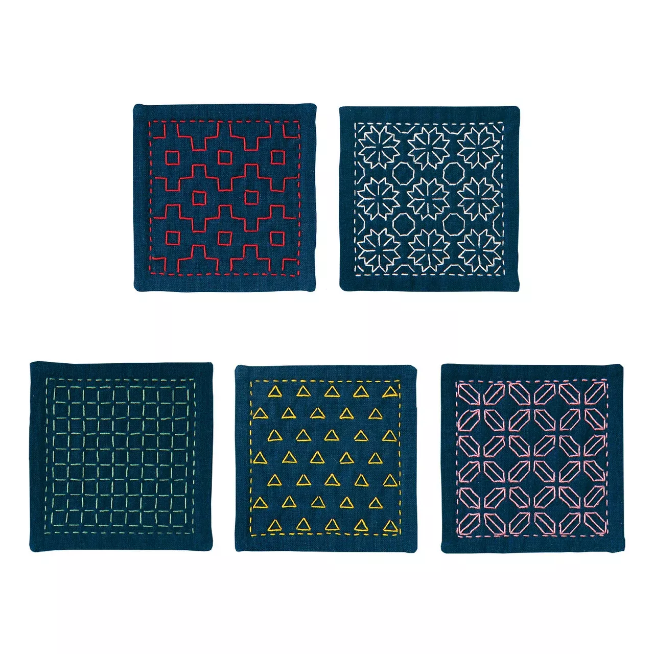 Olympus Sashiko Coaster Kit Hitome-zashi, Blue
