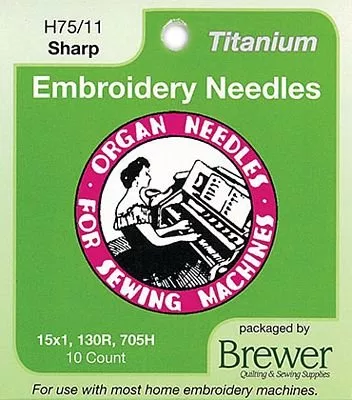 Organ Titanium Embroidery Sharp Needles 75/11 10pk
