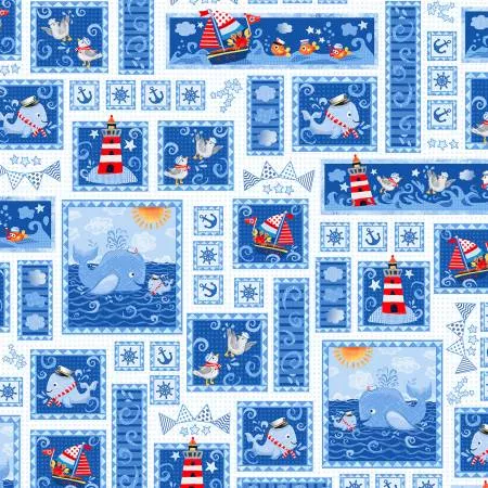 P&B Textiles Baby Beluga Patchwork BBEL4679MU ^