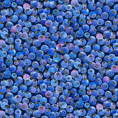 P&B Textiles Blue Blueberries Digitally Printed BBLU4514-B ^