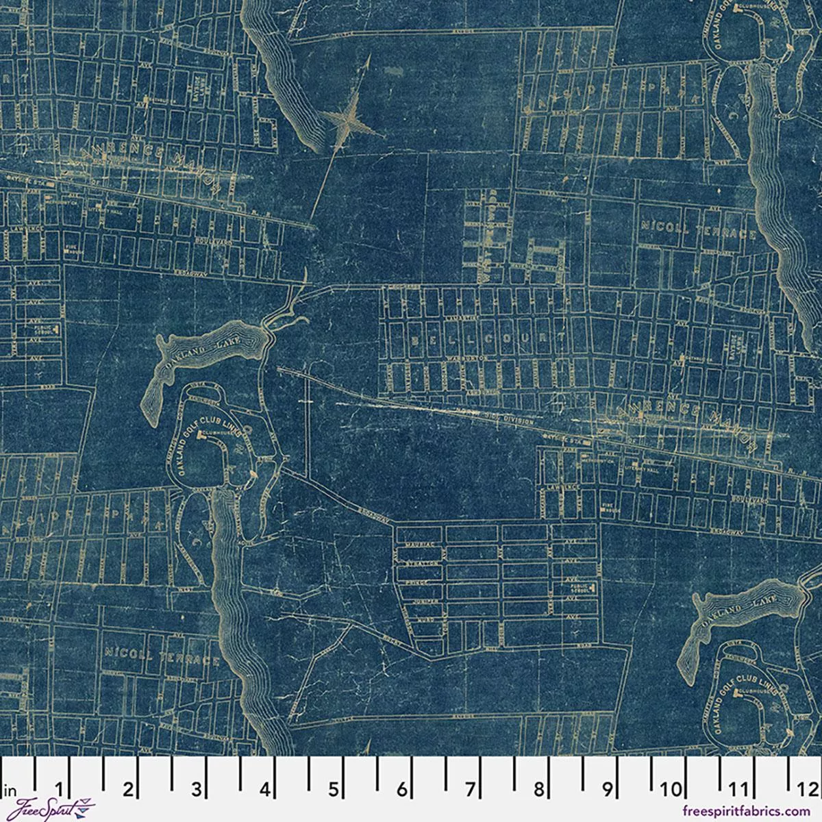 Palette Curated by Tim Holtz for FreeSpirit - Blue Map PWTH283.CBLUE