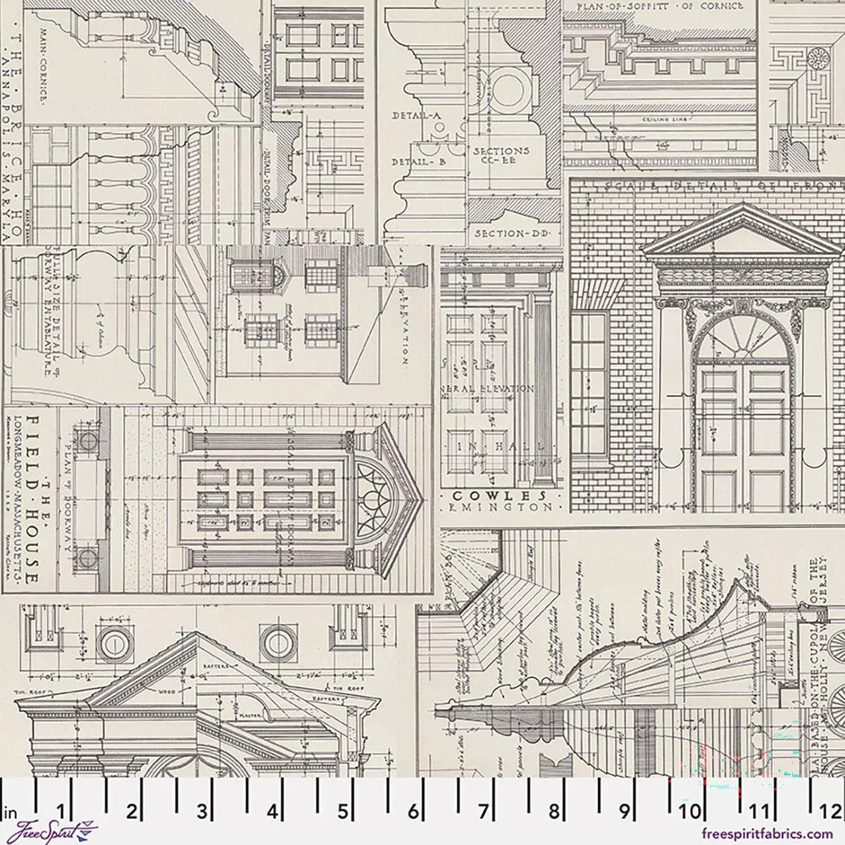Palette Curated by Tim Holtz for FreeSpirit - Charcoal Schematic PWTH317.CCHARCOAL