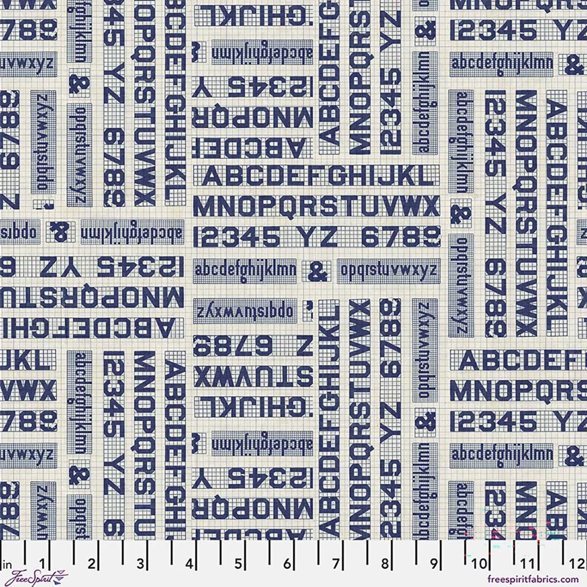 Palette Curated by Tim Holtz for FreeSpirit - Indigo Typography PWTH295.CINDIGO