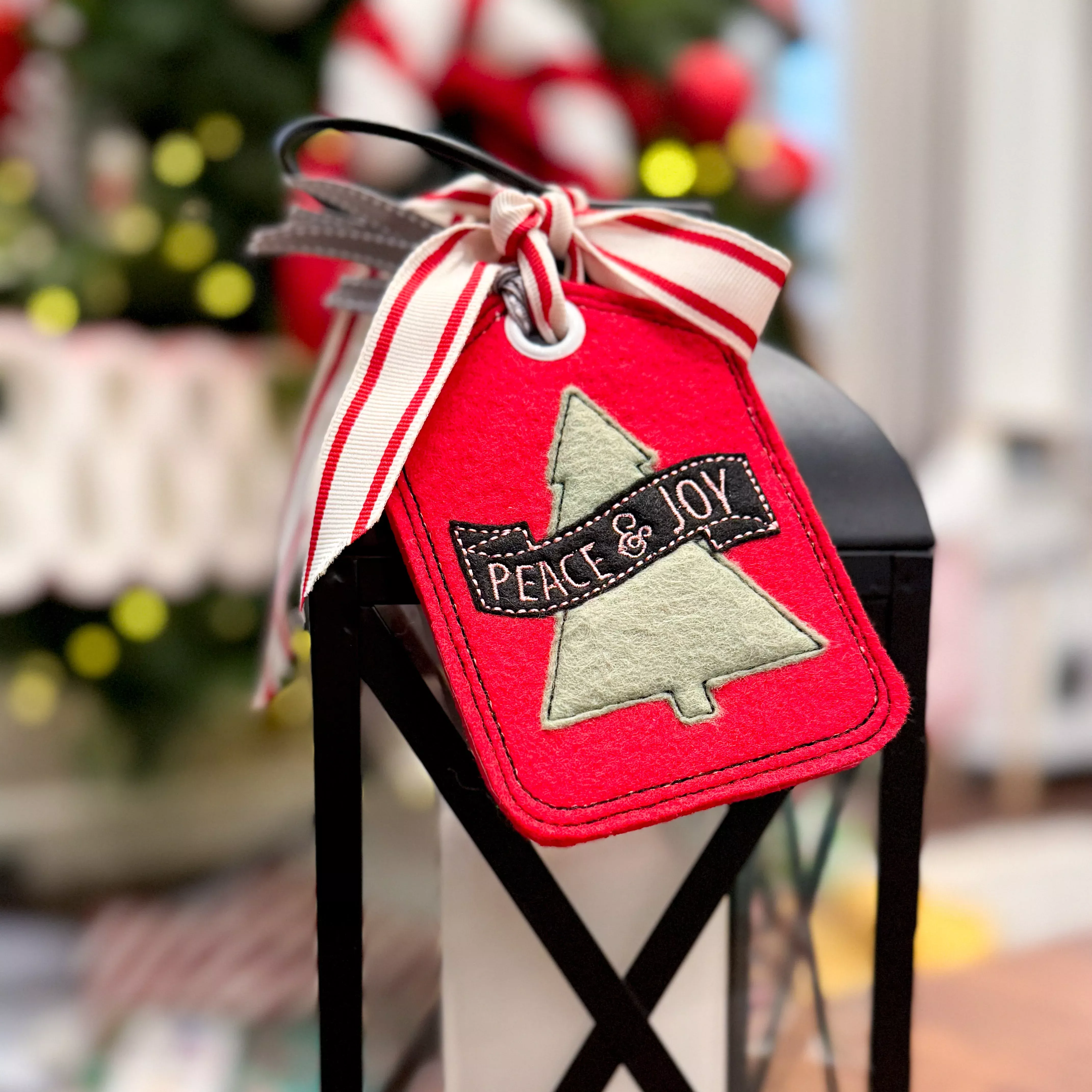Peace and Joy Bag Tag (Downloadable Machine Embroidery Design)