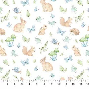 Peas In A Pod - Flannel - Northcott - Animals Blue F29036-41