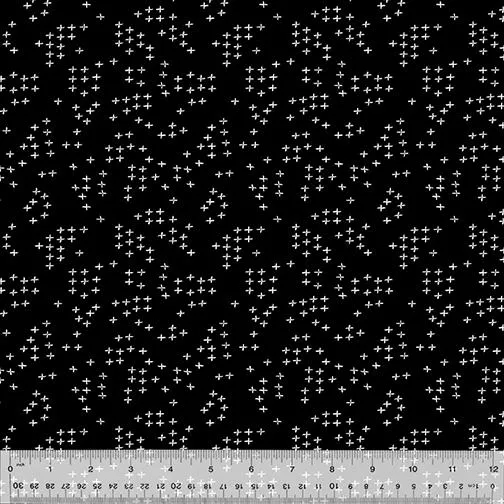 Pen & Ink by Windham Fabrics - Stitch White on Black 53570-2 Black