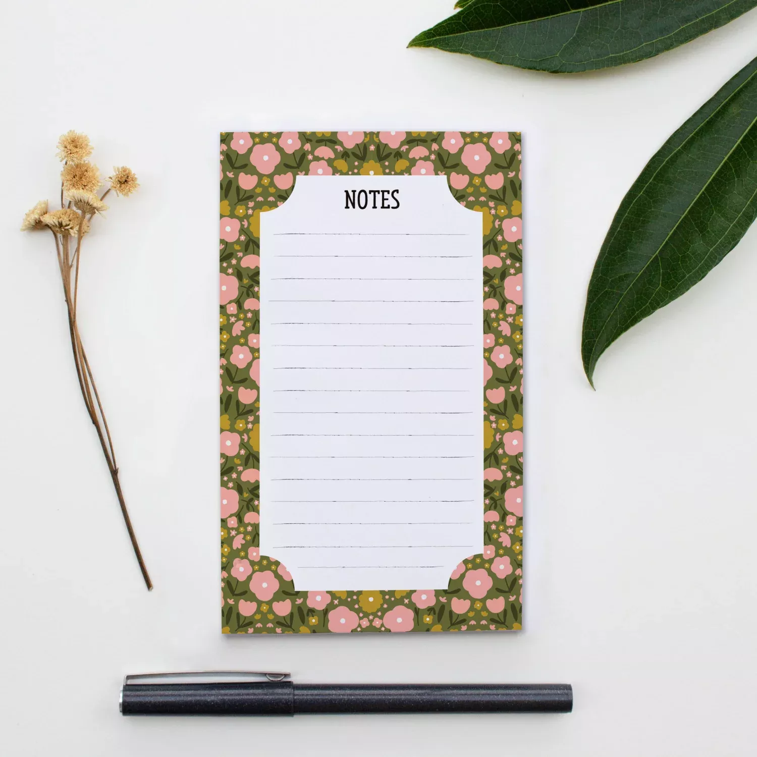 Peppy Petals Green Note Pad
