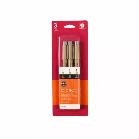 Permanent Fabric Pen : Pigma Micron 3 Piece Set Black - #50057 - #Sakura