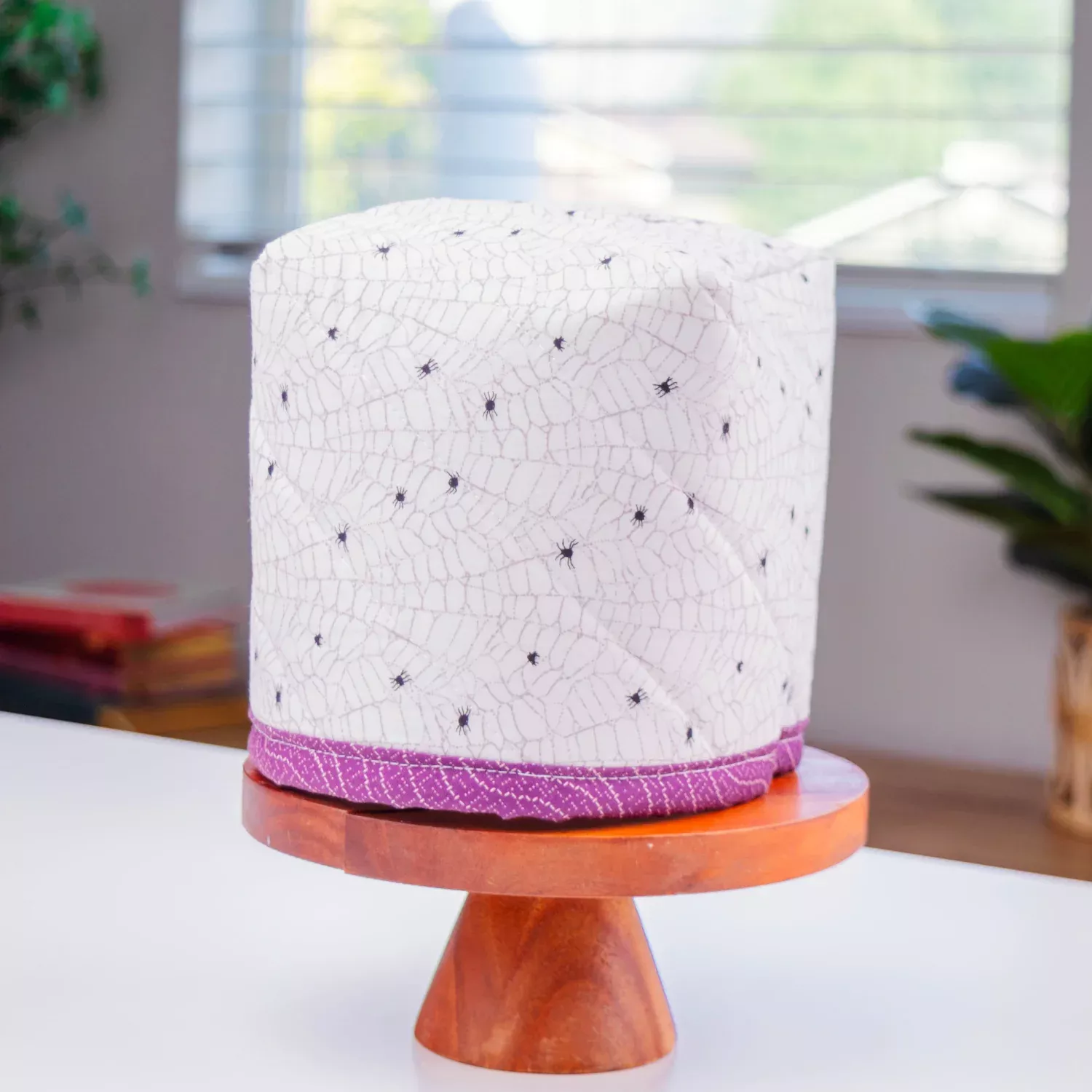 Petals and Puffs Tissue Box Cover Gray and PurpleFabric Kit