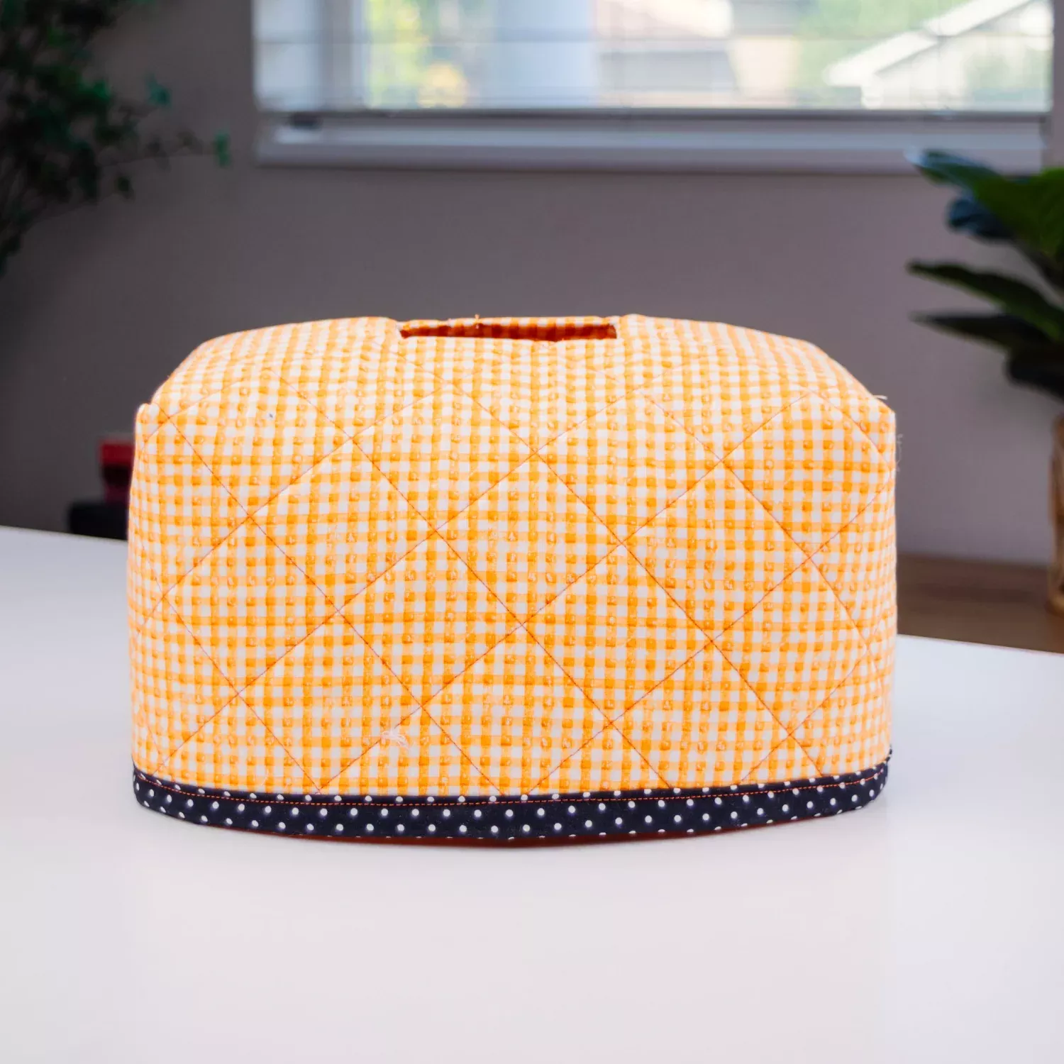 Petals and Puffs Tissue Box Cover Orange and Black Fabric Kit