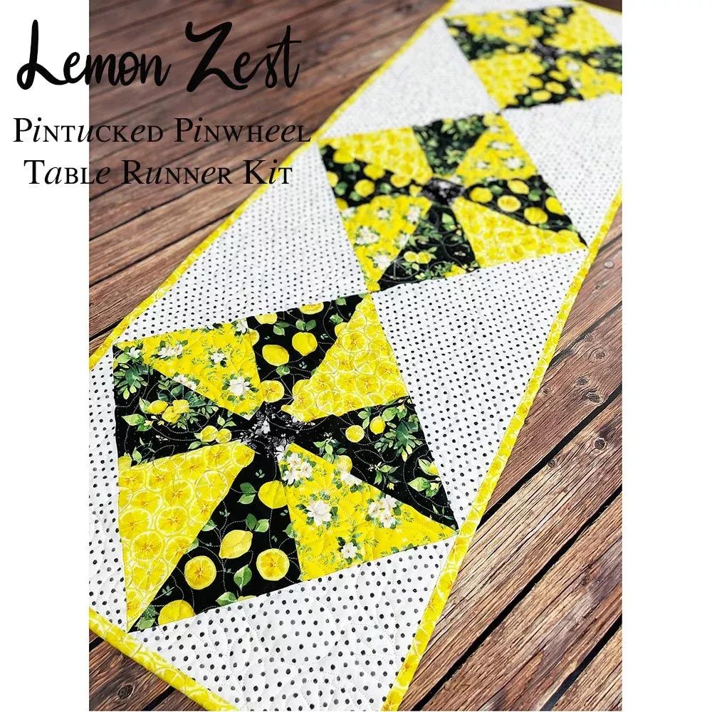 Pin-Tucked Pinwheel Table Runner Kit with Clothworks Lemon Zest