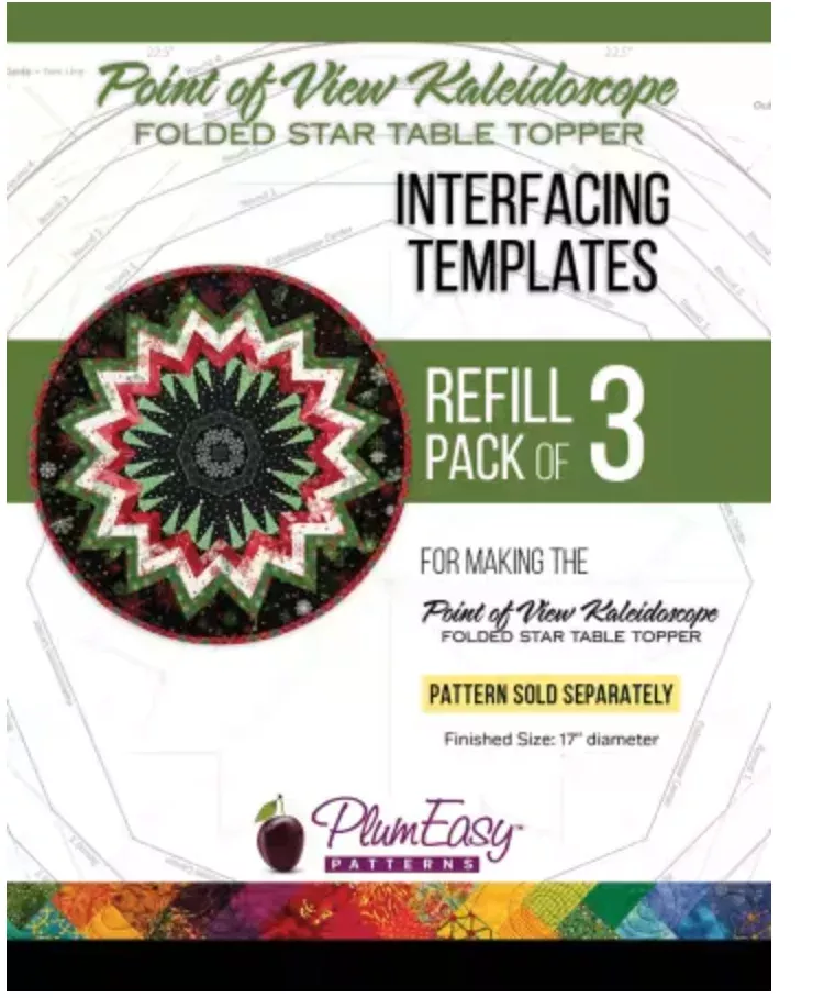 Point of View Kaleidoscope-folded star table topper interfacing templates-refill pack of 3
