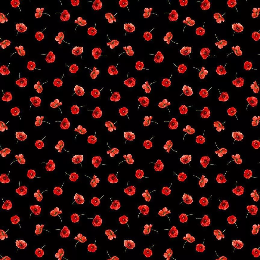 Poppy Passion by Timeless Treasures - Tossed Poppies CD3809-BLACK