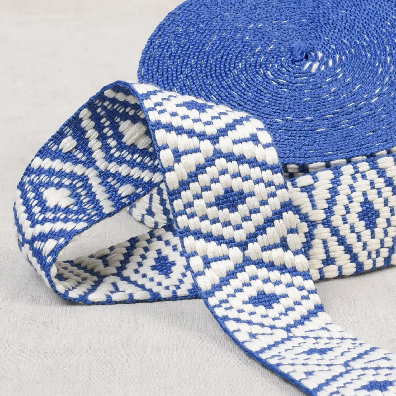 Products from Abroad Webbing | Blue White Ethnic - 1.5"