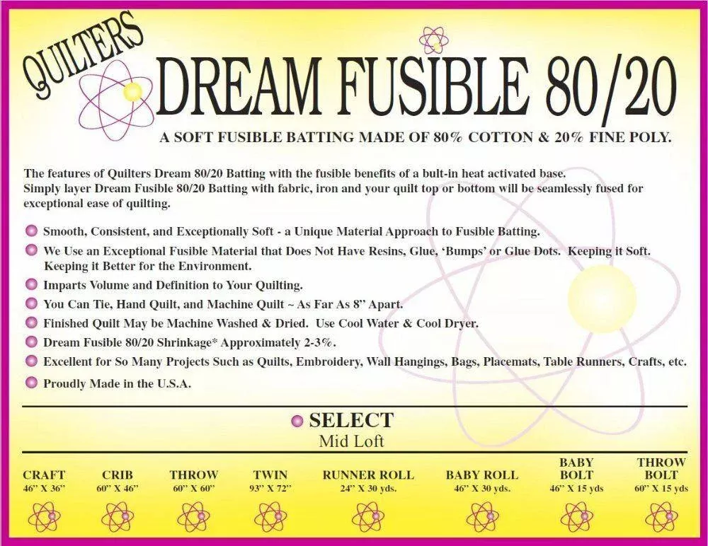 QD Fusible 80-20 Batting FUSETH - Throw