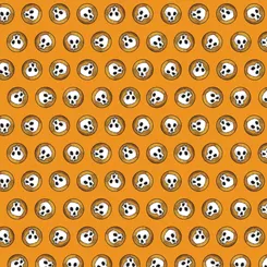 QT 27774-O Steampunk Halloween SKULLS ORANGE ^