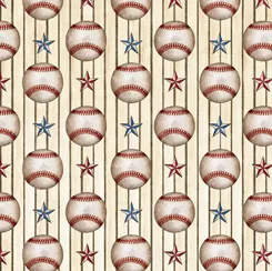 QT 28354-E America's Pastime BASEBALL STRIPE CREAM ^
