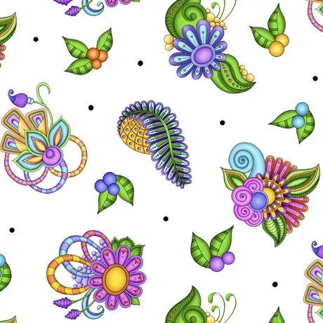 QT 60" Wide Minky Festival Paisley & Floral Toss Prints 28030-ZMINK ^.