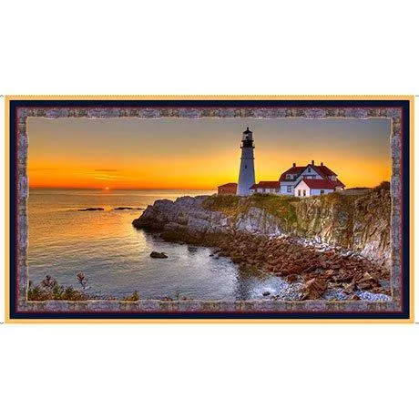 QT Artworks Lighthouse Panel 1649 26432 X120 - Cotton Fabric