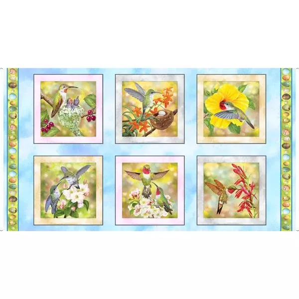 QT Hummingbird Garden Panels - 28152-B Sky - Cotton Fabric