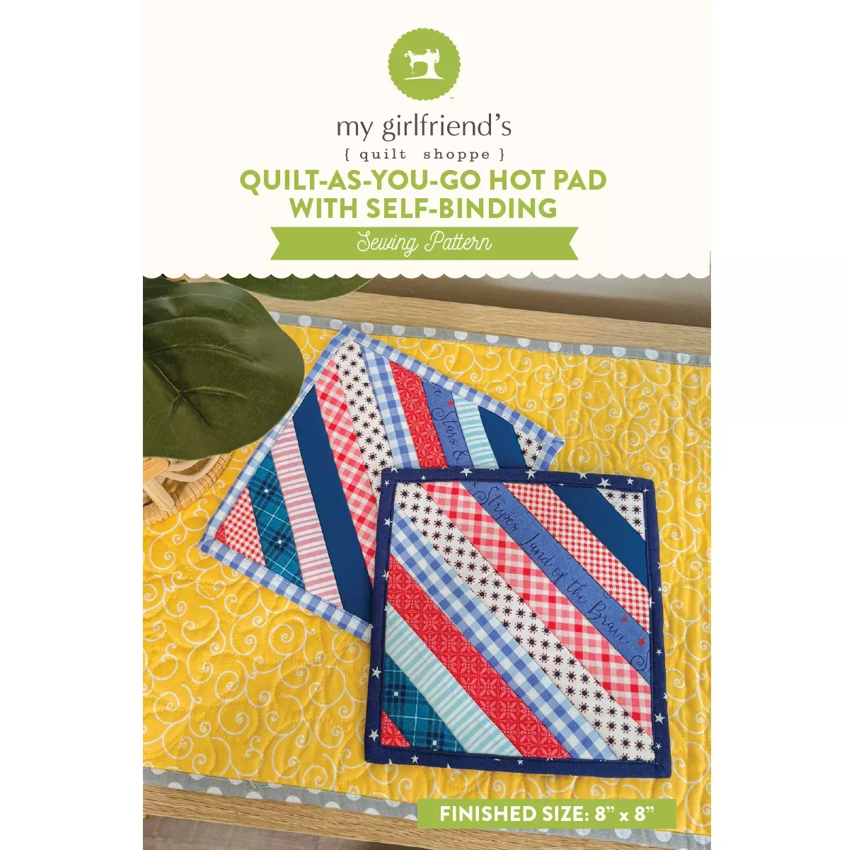 Quilt As You Go Hot Pad with Self Binding Sewing Pattern (Downloadable)