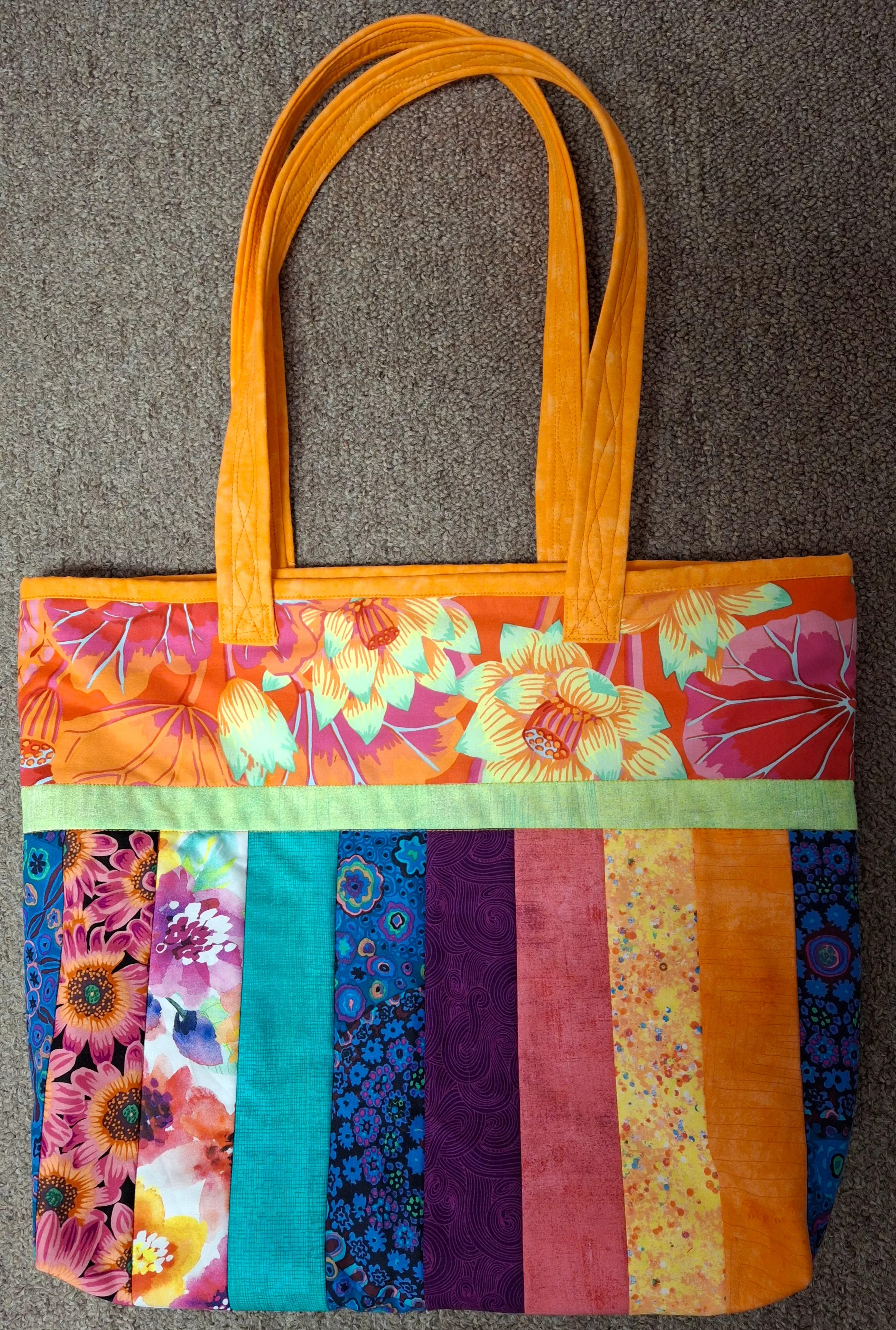 Quilt As You Go - Sophie Tote BagPreprinted Batting Kit - Includes Summer Fun Fabric
