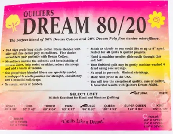 Quilters Dream 80/20 Select Loft - Natural - Double