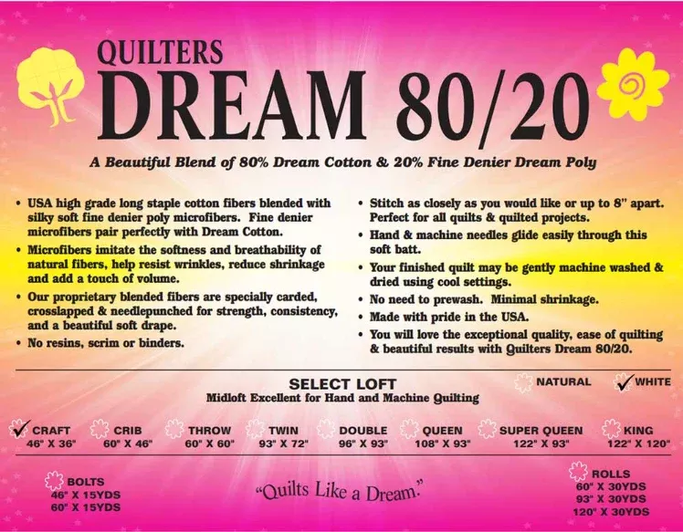 Quilters Dream 80/20 Select Loft - White - Craft