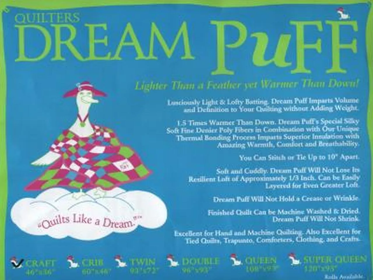 Quilters Dream Puff Queen Size 108" x 93"