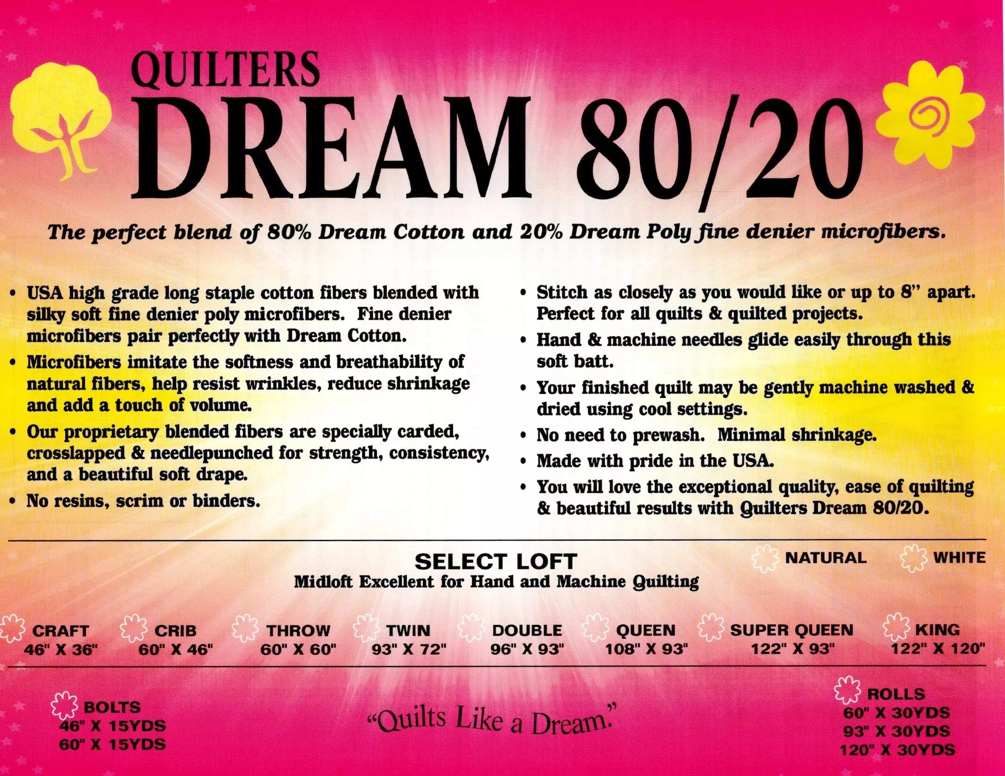 Quilters Dream80/20 Mid Loft Natural - King