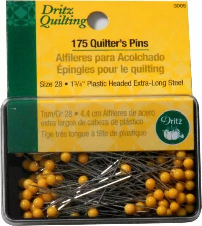 Quilters Pins Round Head Yellow