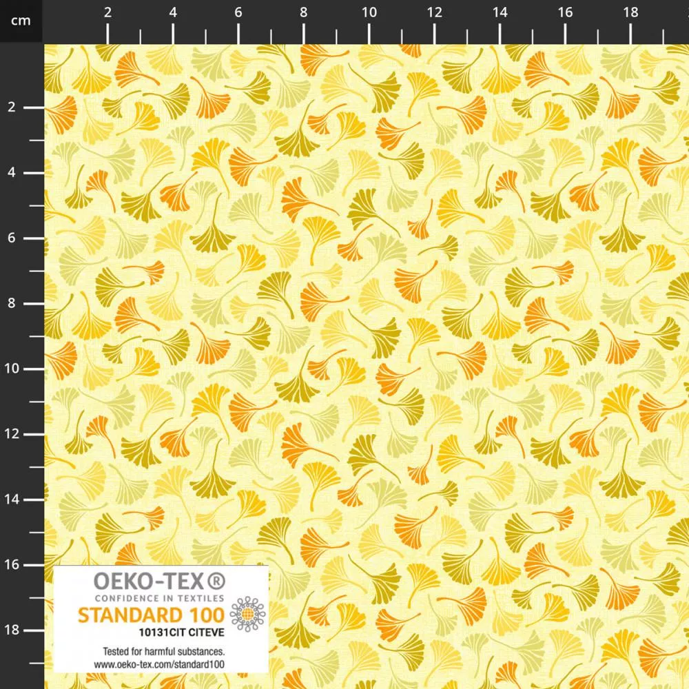 Quilting Rainbow by Stof - Light Yellow Ginkgo Leaf 4512-952