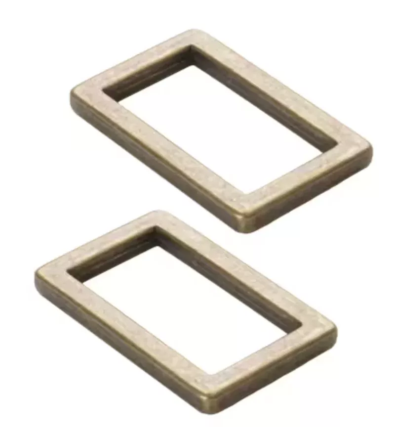 Rectangle Ring Flat 1 inch Antique Brass set of two