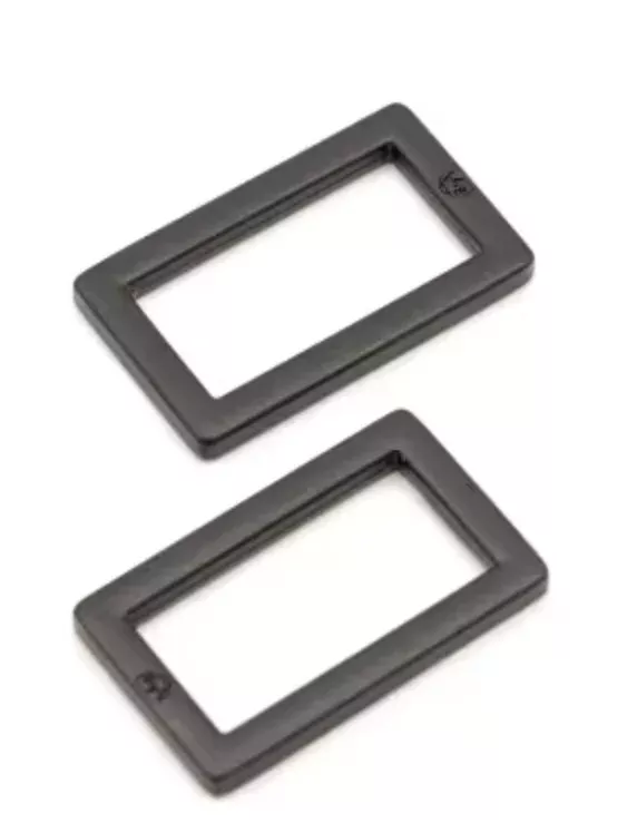 Rectangle Ring Flat 1in Black Metal Set of Two