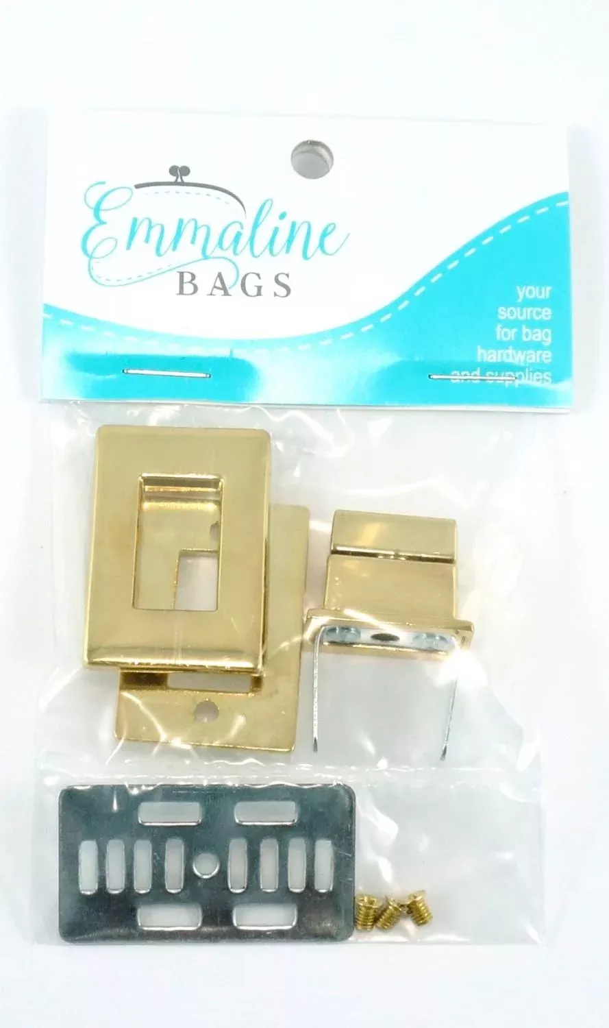 Rectangle Turn Lock w/screws - Gold Finish - Emmaline - EBLC-303GO