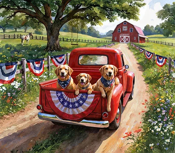Red Truck Road Trip 36" Panel