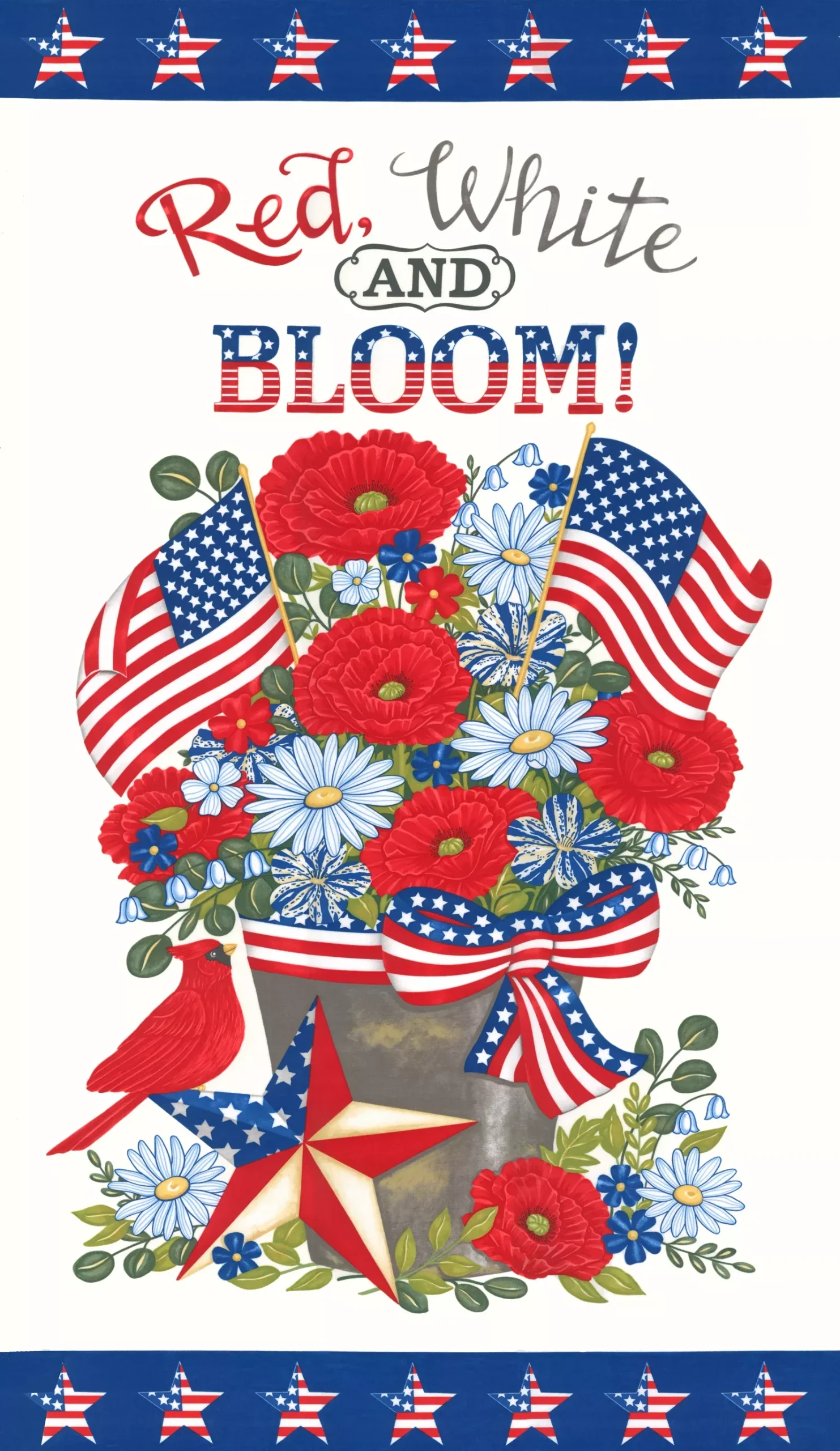 Red White Bloom Daisy White 24x42 Panel