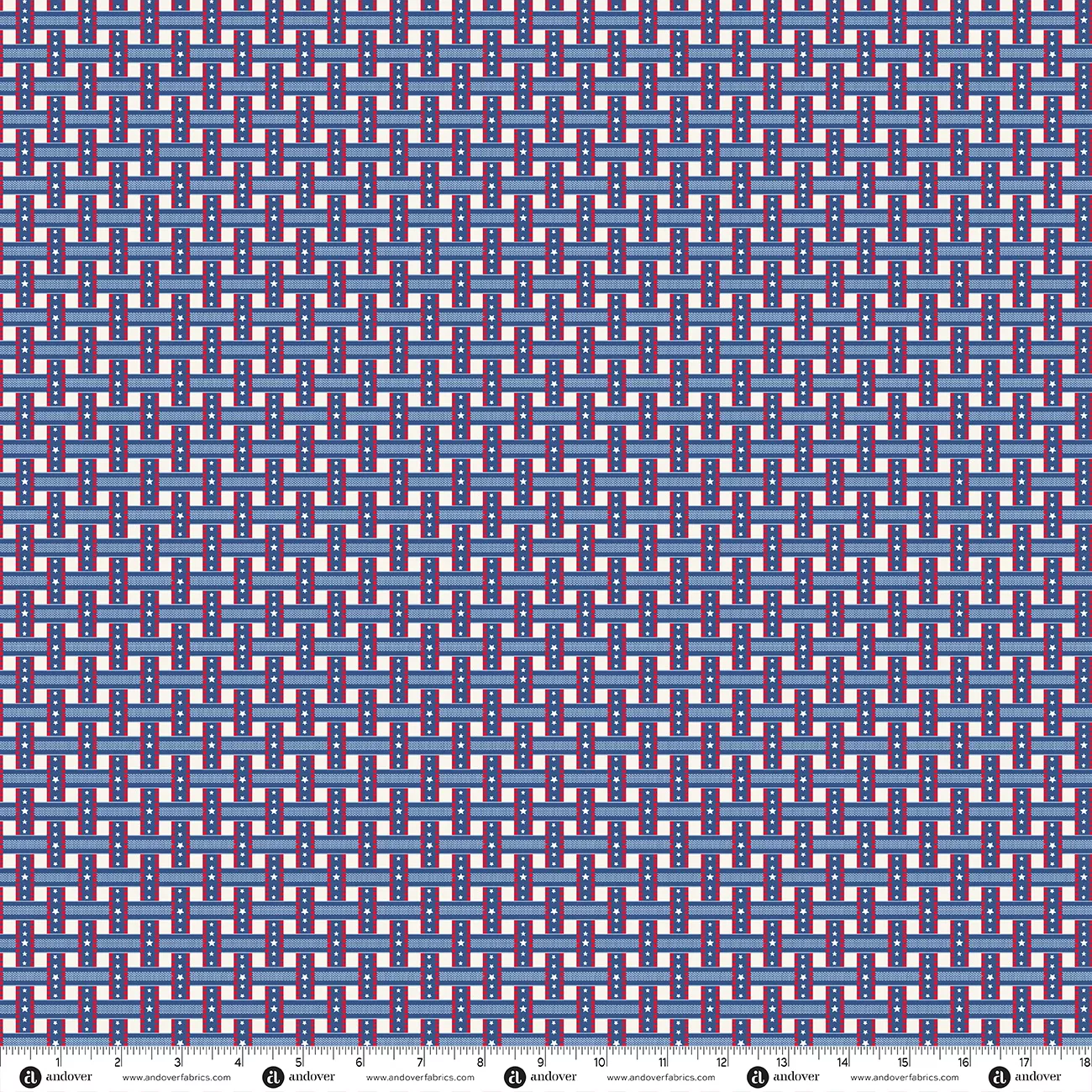 Red White and Blue : Plaid Stars Blue - #A-10651-LB - Andover Fabrics