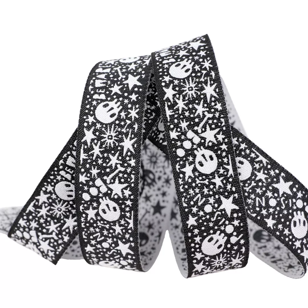 Renaissance Ribbons | Witchy Ways - Skelly Stars and Bones 7/8"