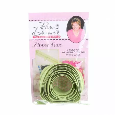 Reversible Coil Zipper Tape with 8 Slides 3 yards Lime