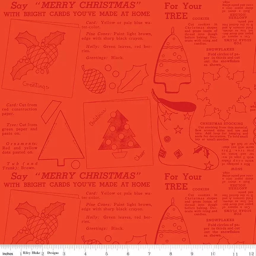 Riley Blake Classic Christmas Handmade Red 1 Yard Cut