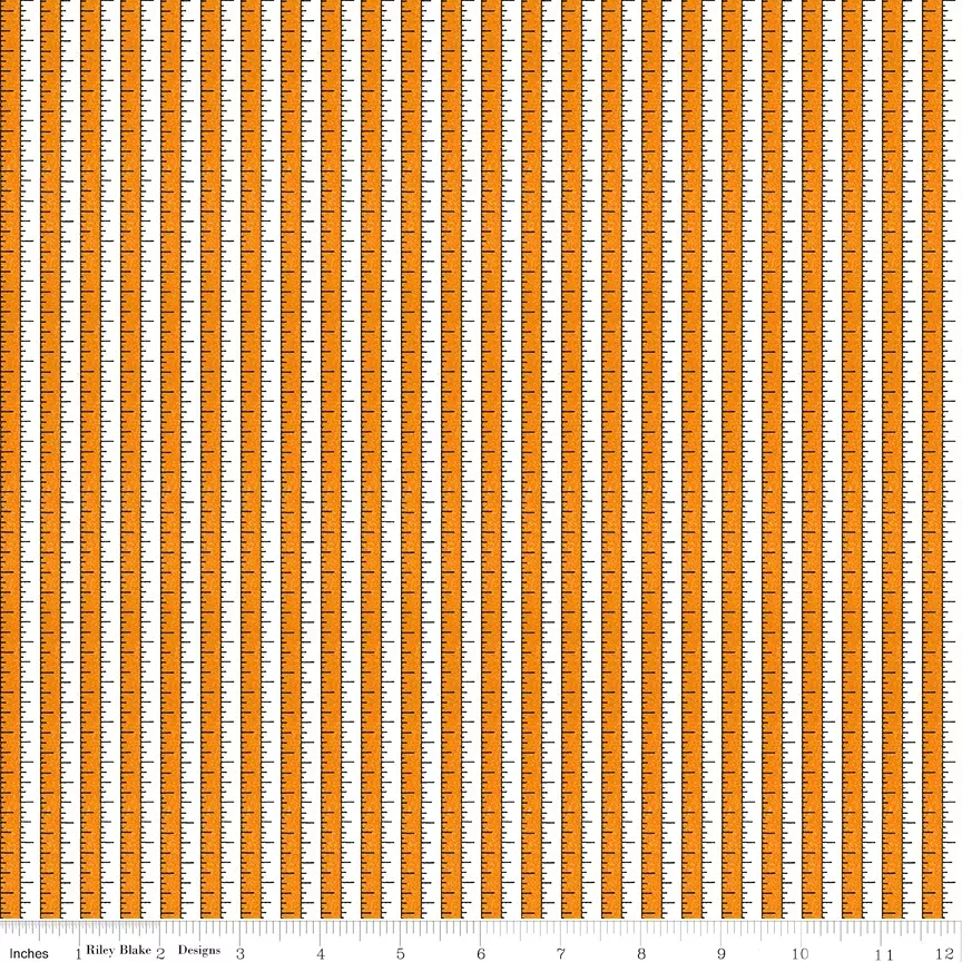Riley Blake Costume Maker's Act II Tape Measure Orange 1 Yard Cut