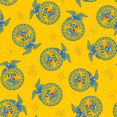 Riley Blake FFA Forever Blue 2 Badge Toss Yellow