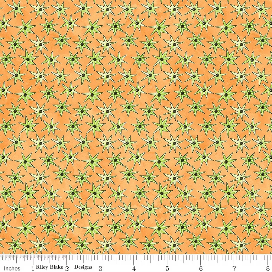 Riley Blake Ghoul Friends Ghoul Friends Stars Orange 1 Yard Cut