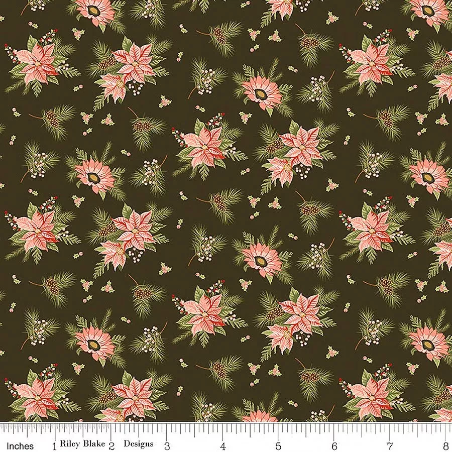 Riley Blake Glisten Floral Mocha 1 Yard Cut