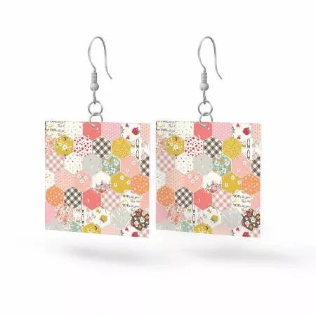 Riley Blake Leather Square Earrings BloomBerry