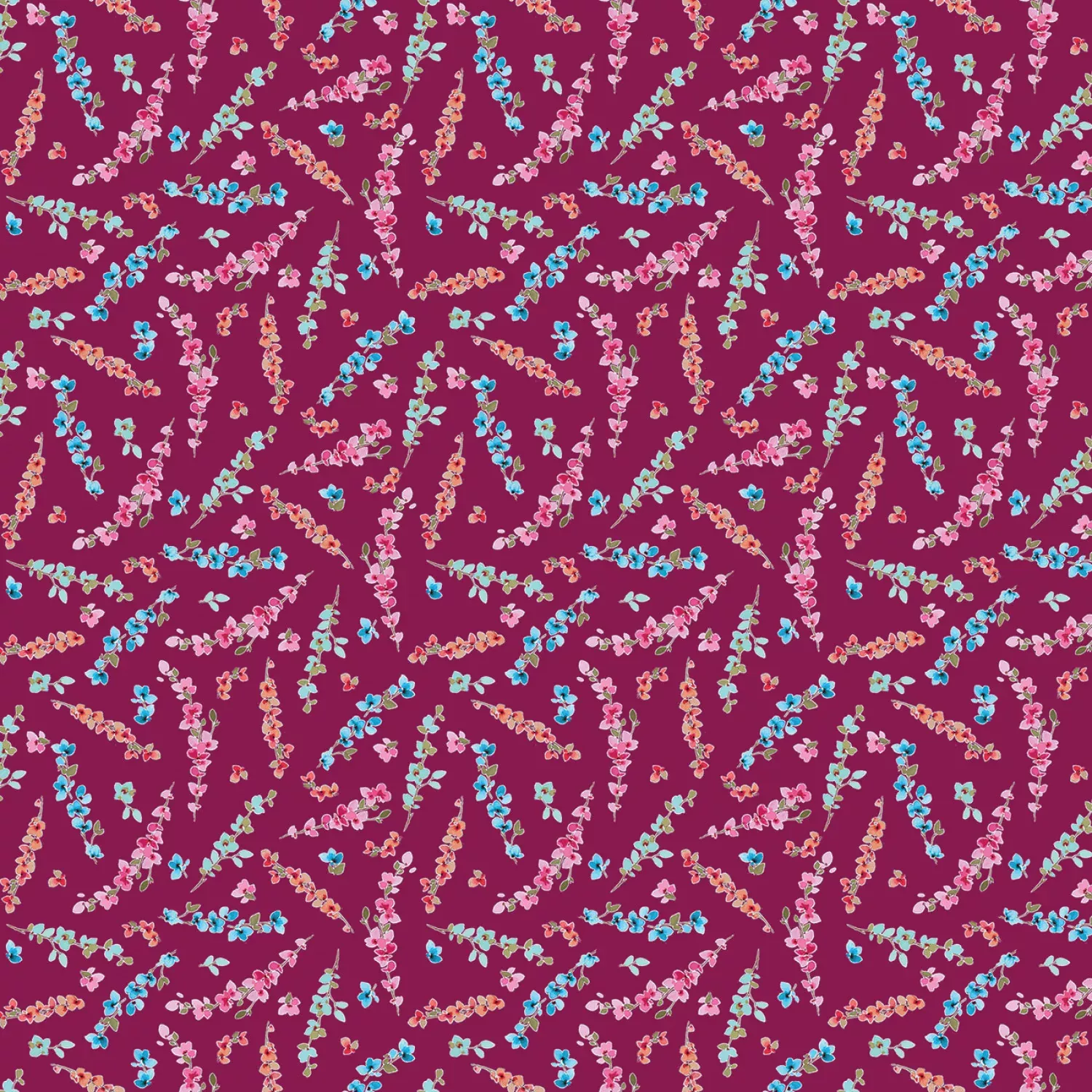 Riley Blake Poppies And Plumes Stems Berry Fabric