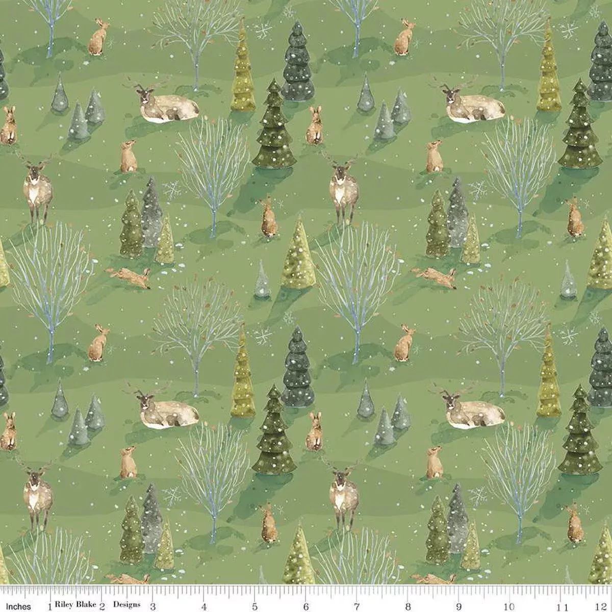 Riley Blake Santa's Tree Farm Woodland Green Fabric