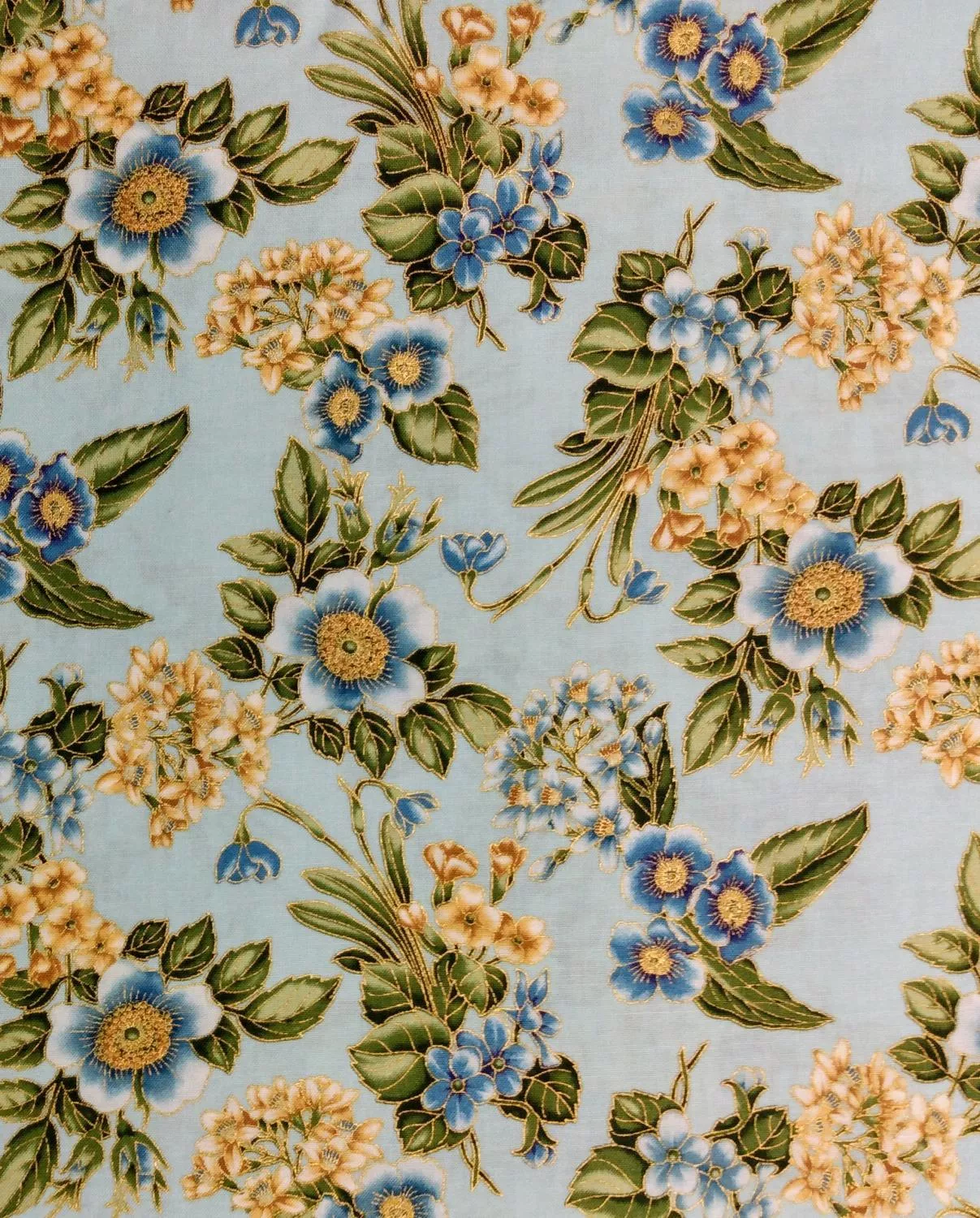 RK Avery Hill Metallic 17989-63 Sky - Cotton Metallic Fabric